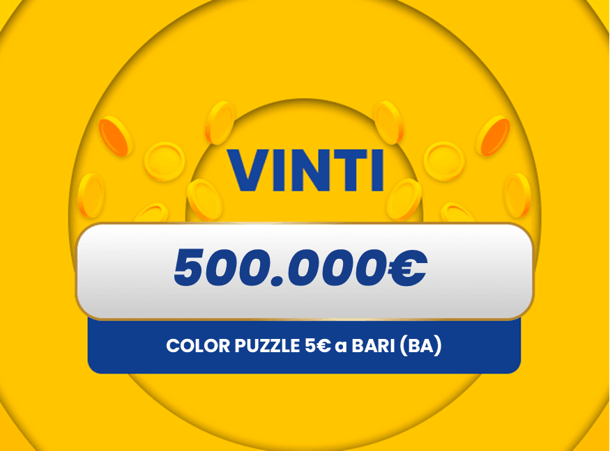 Gratta e Vinci: vincita da 500.000€ a Bari con il biglietto Color Puzzle 5€