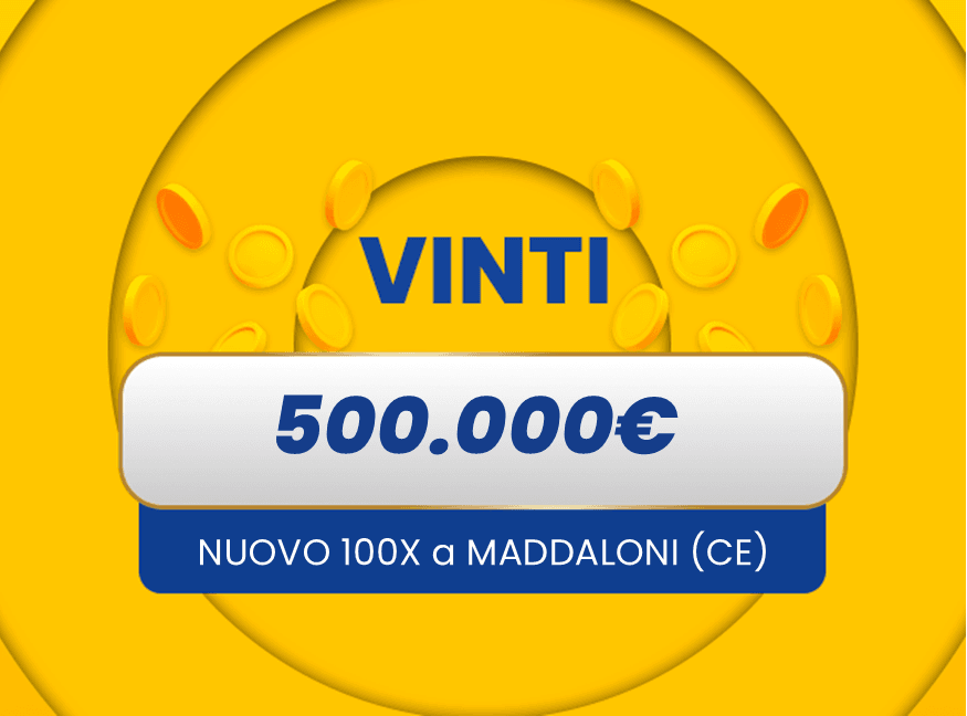 Vincita al Gratta e Vinci: vinti 500.000€ a Maddaloni (CE) con il biglietto Nuovo 100X