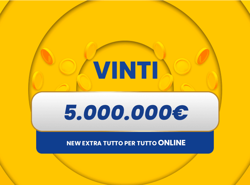 Gratta e Vinci: vincita da 5.000.000€ ONLINE con il biglietto New Extra Tutto per Tutto.