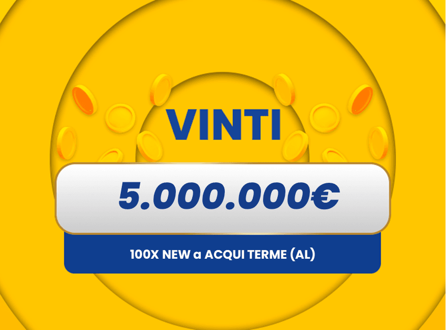 Gratta e Vinci: vincita da 5.000.000€ a Acqui Terme con il biglietto 100X NEW
