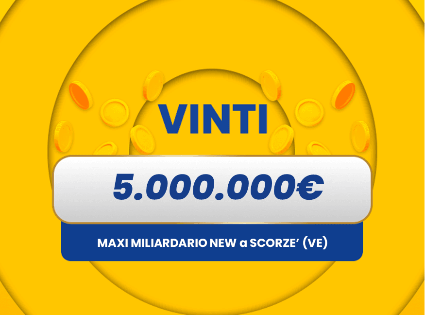 Gratta e Vinci: vincita da 5.000.000€ a Scorzè con il biglietto Maxi Miliardario New
