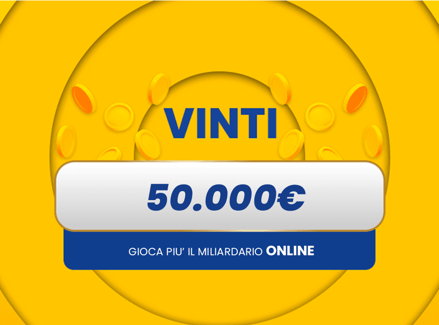 Gratta e Vinci: vincita da 50.000€ ONLINE con il biglietto Gioca più Il Miliardario 