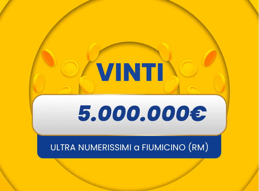 Gratta e Vinci: vincita da 5.000.000€ a Fiumicino (RM) con il biglietto Ultra Numerissimi