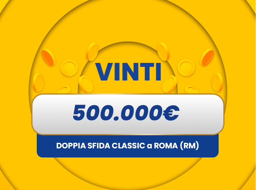 Vincita al Gratta e Vinci Gratta e Vinci: vincita da 500.000€ a Roma con il biglietto Doppia Sfida Classic