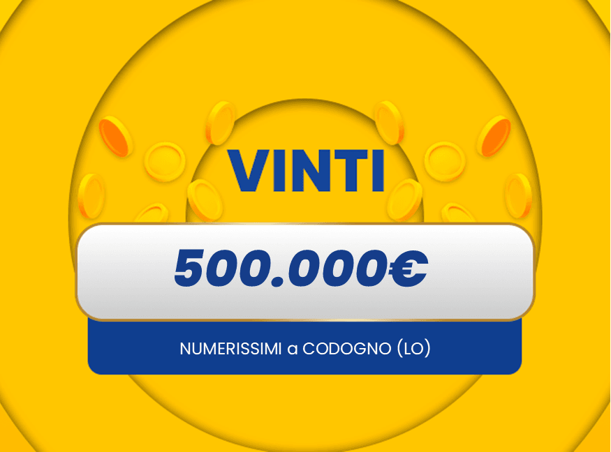 Vincita al Gratta e Vinci Vincita al Gratta e Vinci: vinti 500.000€ a Codogno (LO) con il biglietto Numerissimi
