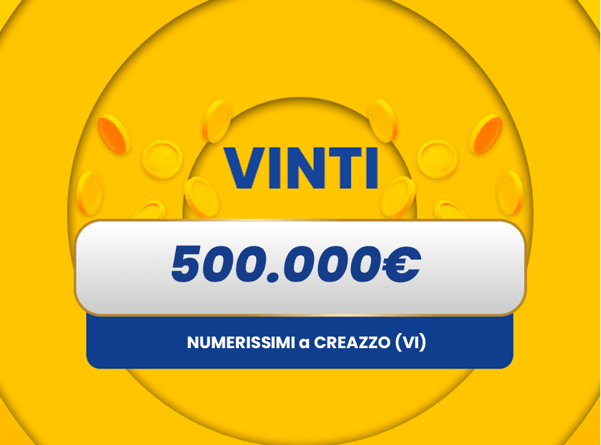 Vincita al Gratta e Vinci Gratta e Vinci: vincita da 500.000€ a Creazzo con il biglietto Numerissimi